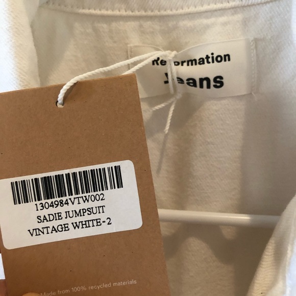 Reformation white denim short jumpsuit size 2 - Picture 2 of 4